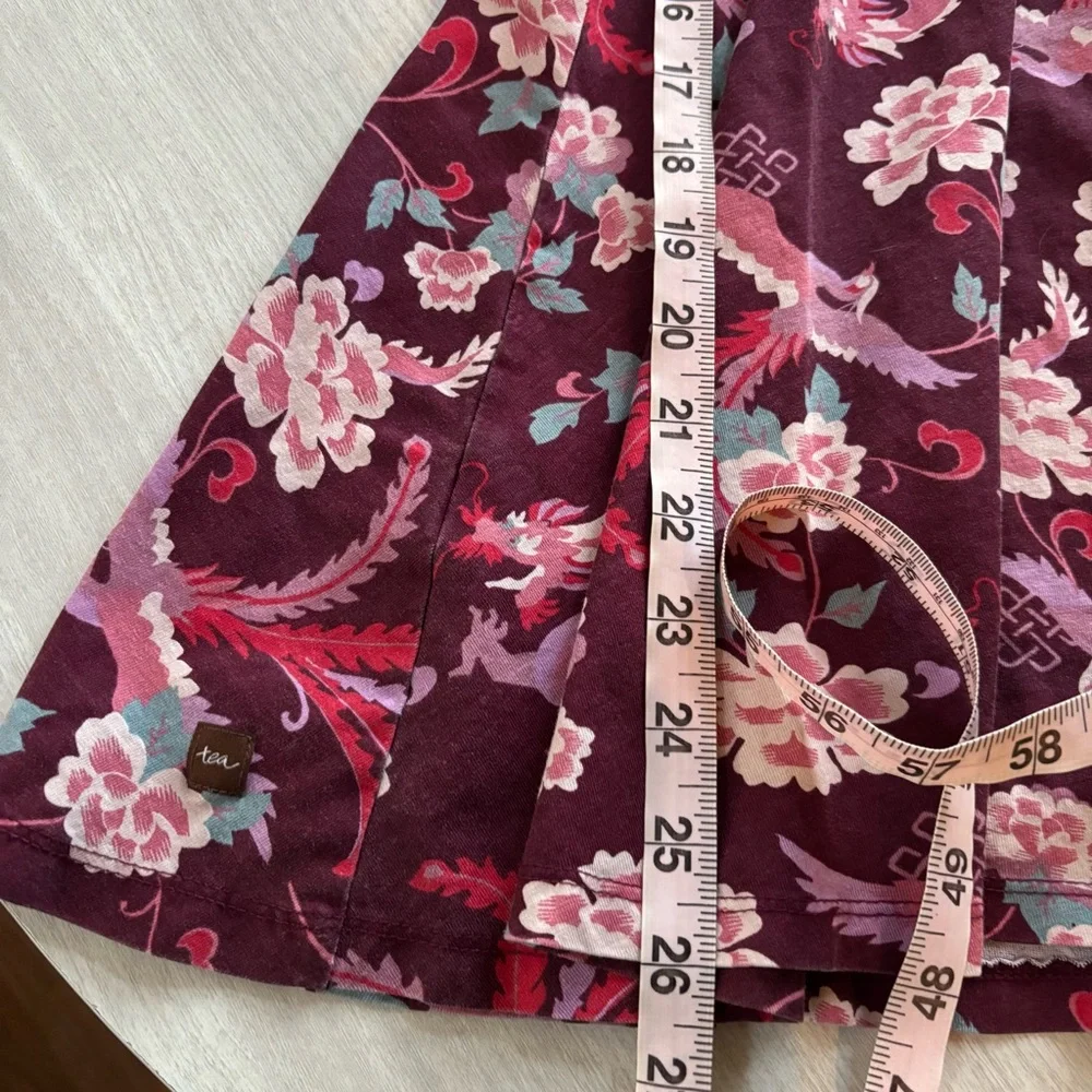 Tea Collection Girls  Burgundy Floral Long Sleeve  Dress  Girls size 12